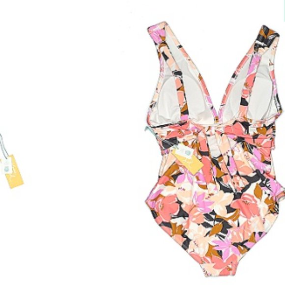 ☀️NWT High Coverage One Piece Pink Floral Swimsuit - Medium - Picture 11 of 11